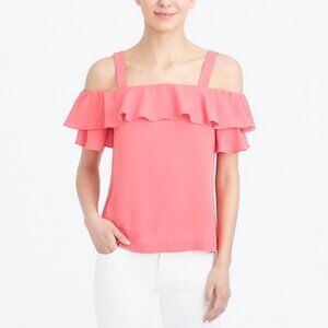 J. Crew Ruffled Cold Shoulder Tank Top Coral Sz 4